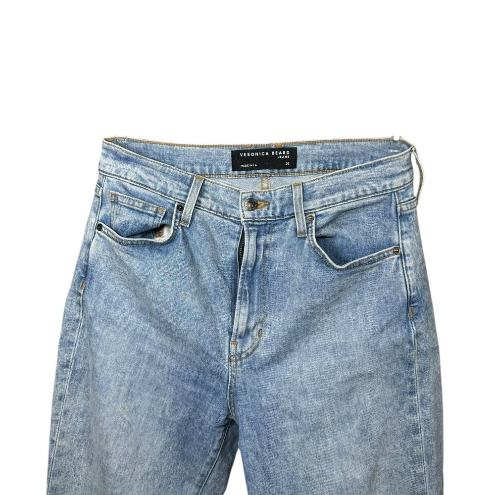Veronica Beard Jeans Size 29 • High Rise Straight Leg Crop Raw Hem Vintage Wash - Picture 3 of 6